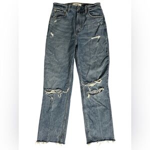 Abercrombie & Fitch Curve Love Ultra High Rise Ankle Length Straight Jeans